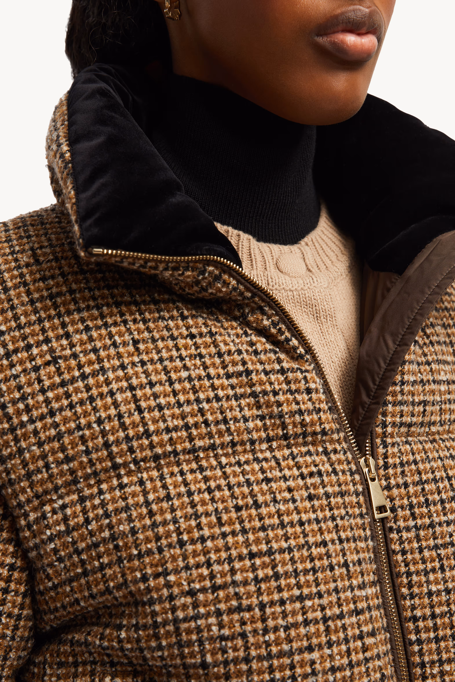 Plumífero corto bouclé de lana Seboune Mujer Beige & Negro Moncler 7